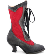 A pair of Oak Tree Farms Abigale hand crafted black lace-up leather boots.