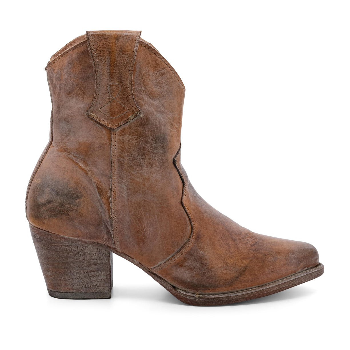 A women's Oak Tree Farms Baila cowboy boot with a wooden heel.