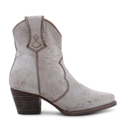 A women's grey Baila cowboy boot with a wooden heel from Oak Tree Farms.