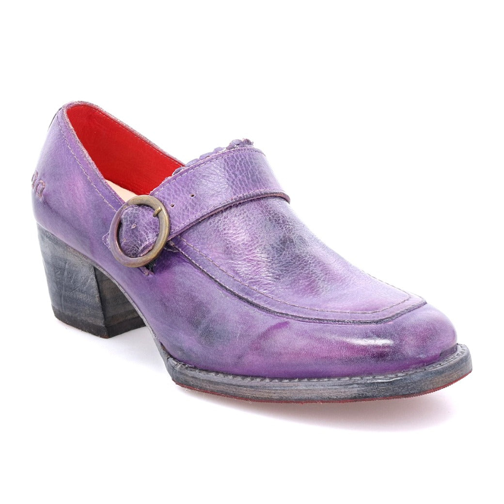 A women's purple leather Dyba clog with a buckle, perfect to channel your inner Oak Tree Farms.
