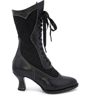 A hand crafted Abigale black lace-up leather boot by Oak Tree Farms.