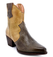 A women's Oak Tree Farms Baila cowboy boot in brown and tan.