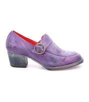 A women's purple Oak Tree Farms Dyba shoe with a metal buckle.