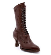 A women's handcrafted Oak Tree Farms Jasmine brown leather boot.