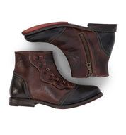 A pair of Josephine brown leather boots with YKK zipper by Oak Tree Farms.
