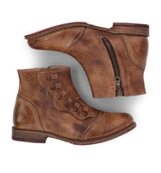 A pair of Oak Tree Farms Josephine leather ankle booties with YKK zippers.