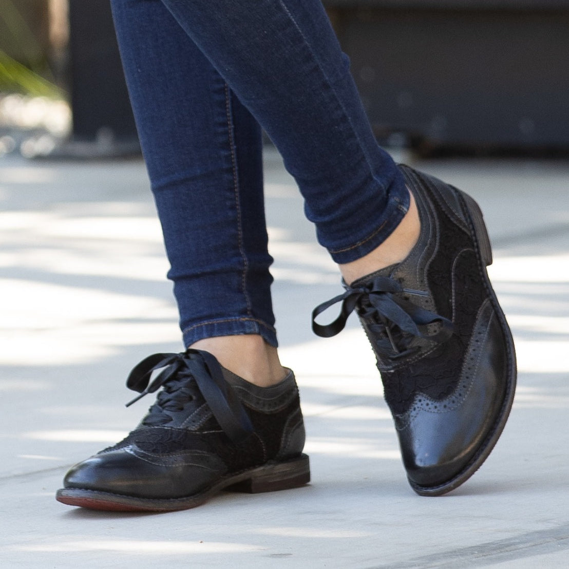 Comfortable black suede Maude wingtip oxford shoes perfect for any wardrobe. (Brand: Oak Tree Farms)