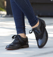 Comfortable black suede Maude wingtip oxford shoes perfect for any wardrobe. (Brand: Oak Tree Farms)