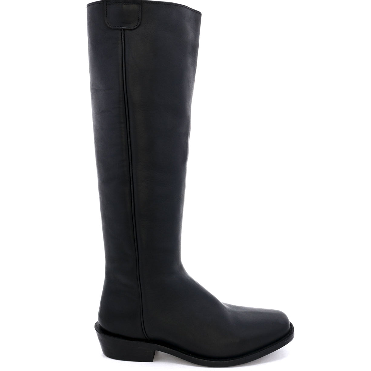 A women's Pale Rider black leather riding boot by Oak Tree Farms on a white background.