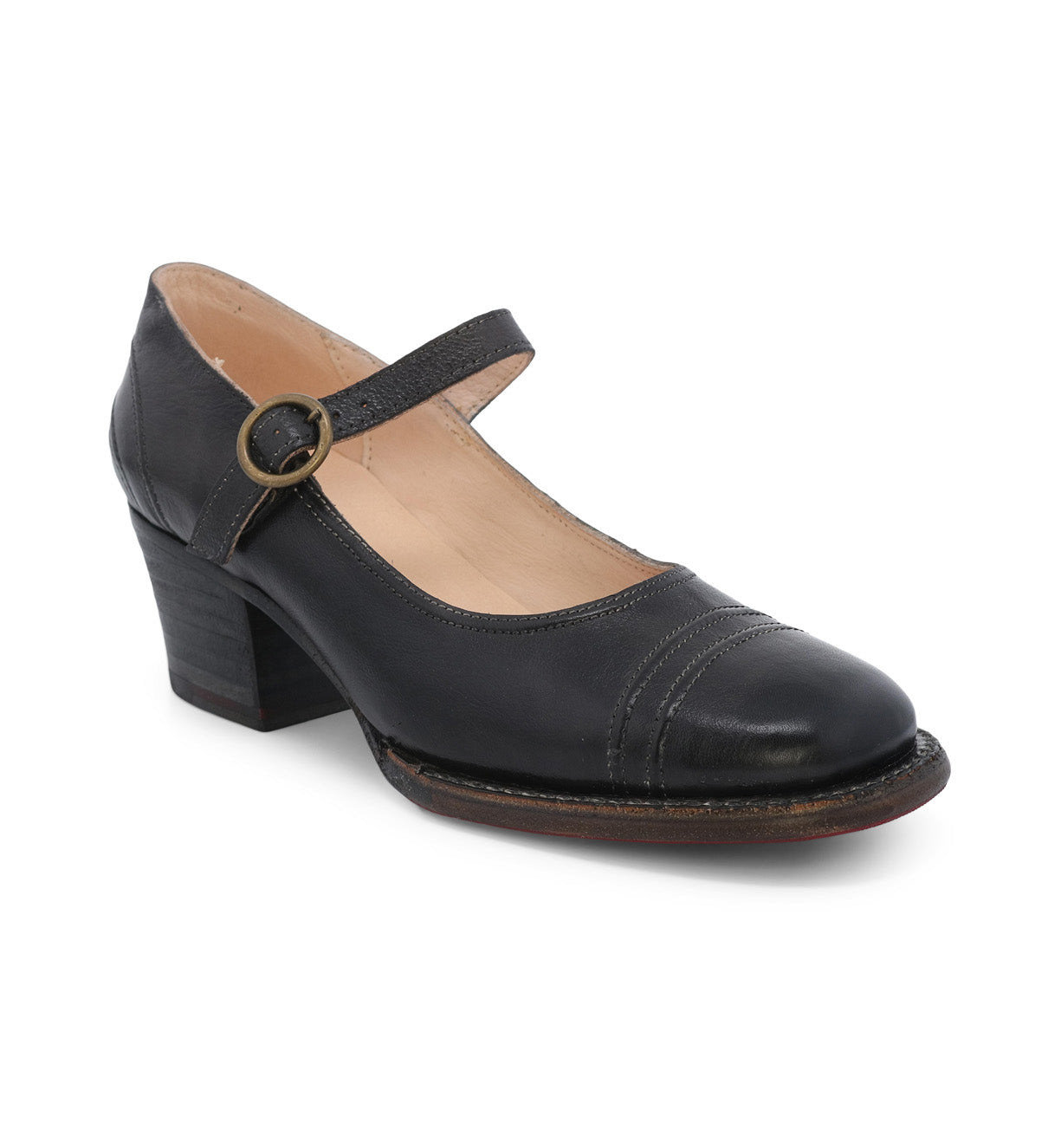 The Oak Tree Farms Twigley women's black leather Mary Jane shoe is a timeless classic with a buckle.